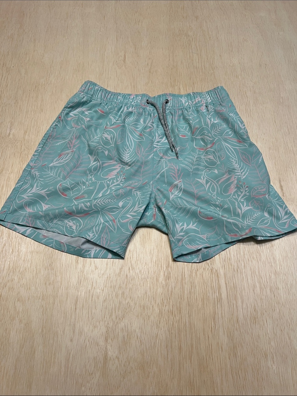 Men's Teal Tropical Print Swim Trunks